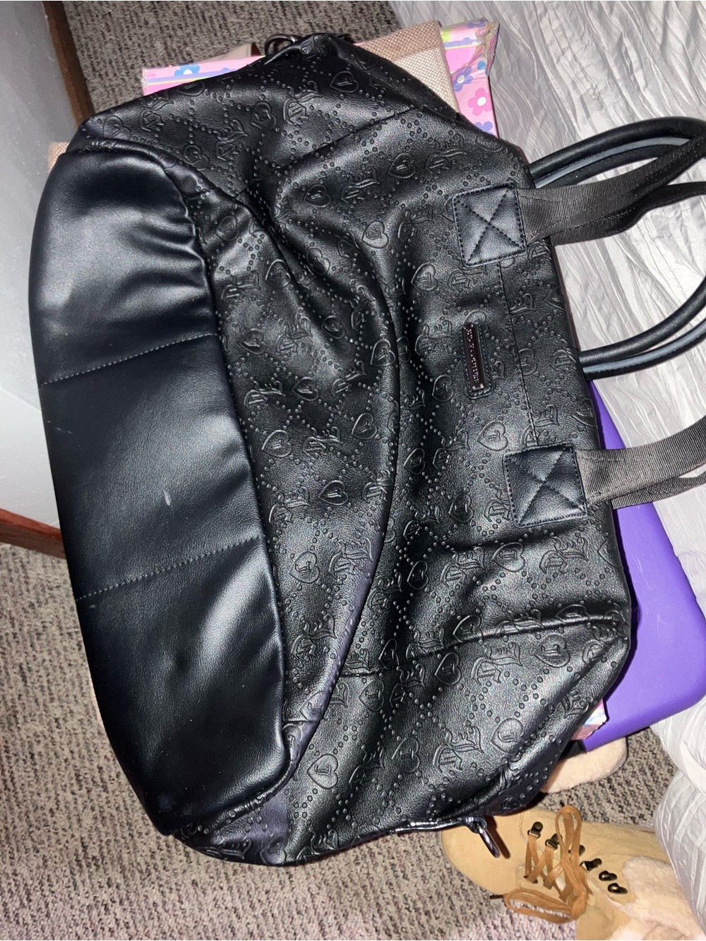 Juicy Couture Black Embossed Travel Tote